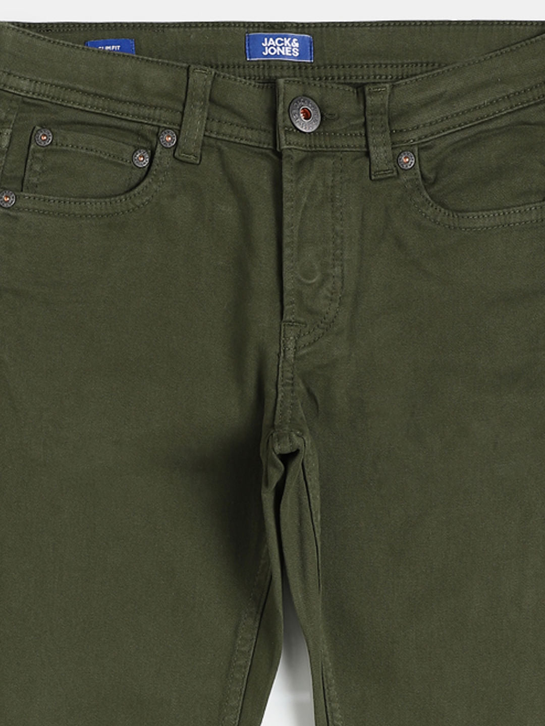 Boys Green Mid Rise Glenn Slim Fit Jeans