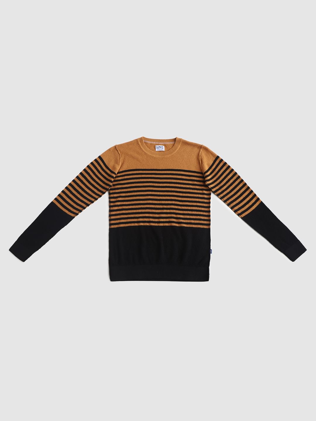 Boys Brown Striped Pullover