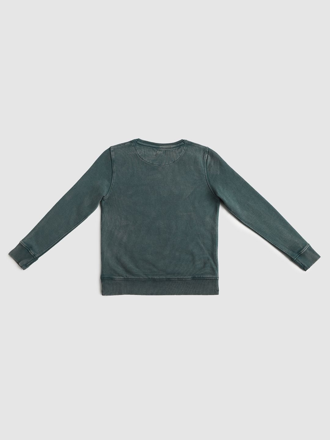 Boys Green Text Print Sweatshirt