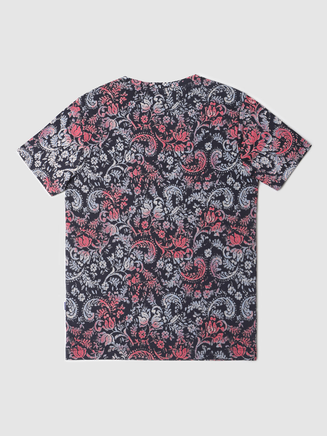 Blue All Over Print Crew Neck T-shirt