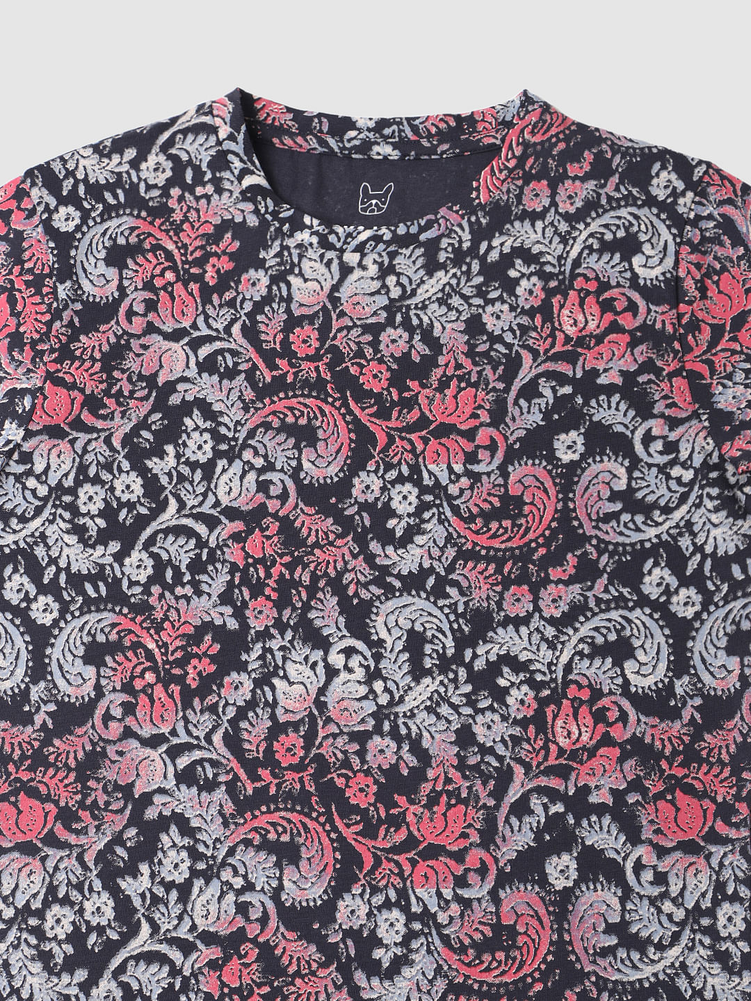 Blue All Over Print Crew Neck T-shirt