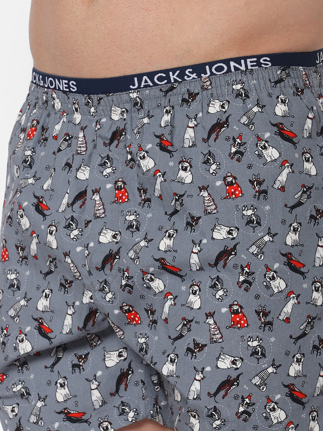 Grey Dog Print Boxers