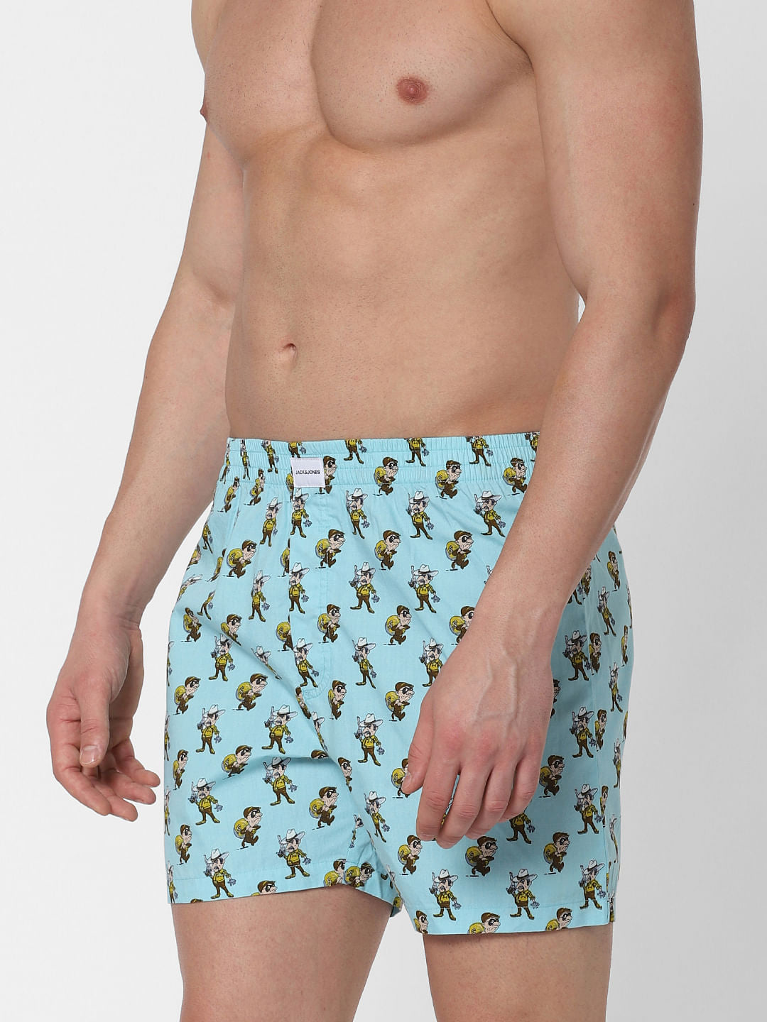 Light Blue Graphic Print Boxers