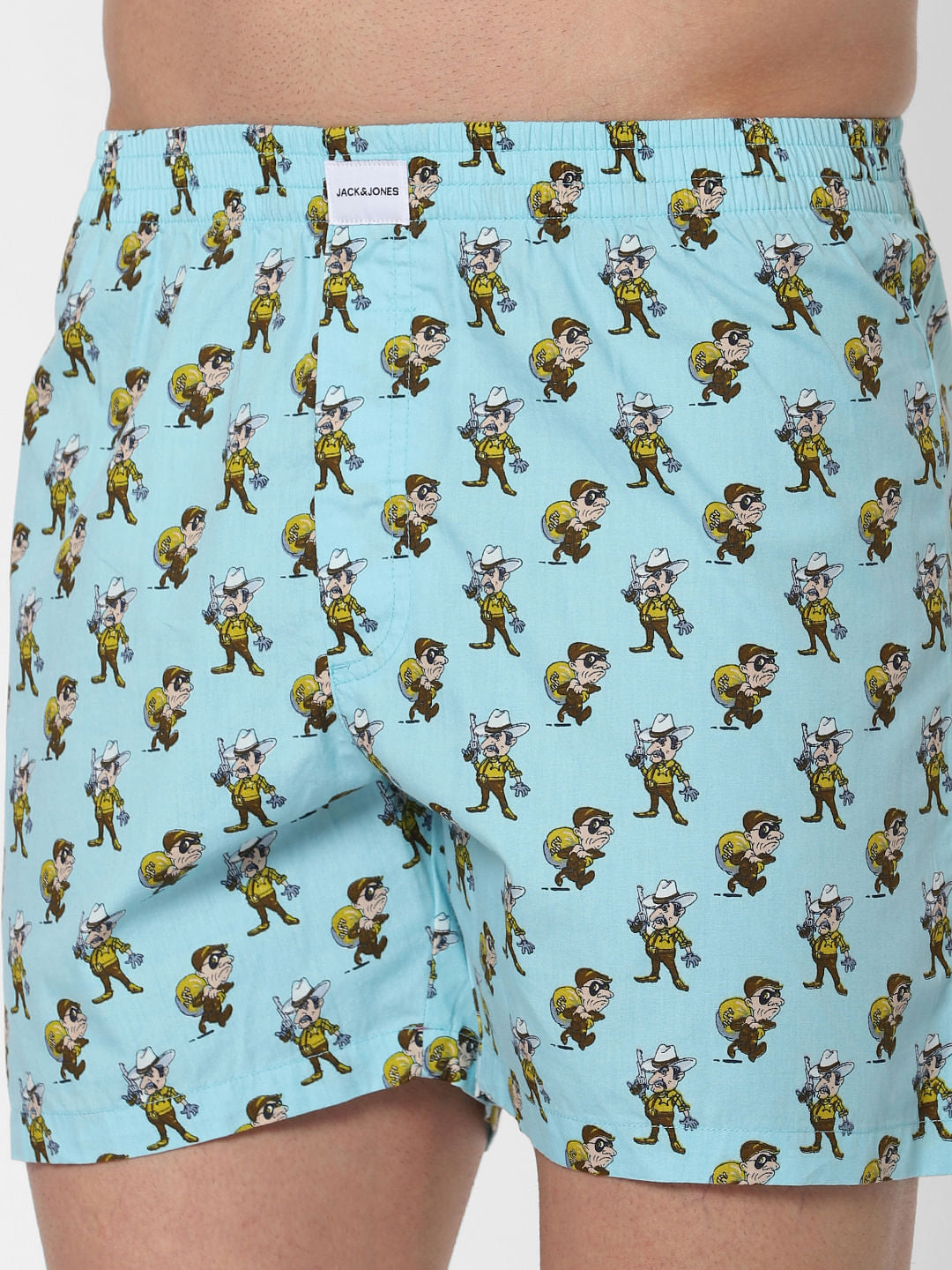 Light Blue Graphic Print Boxers