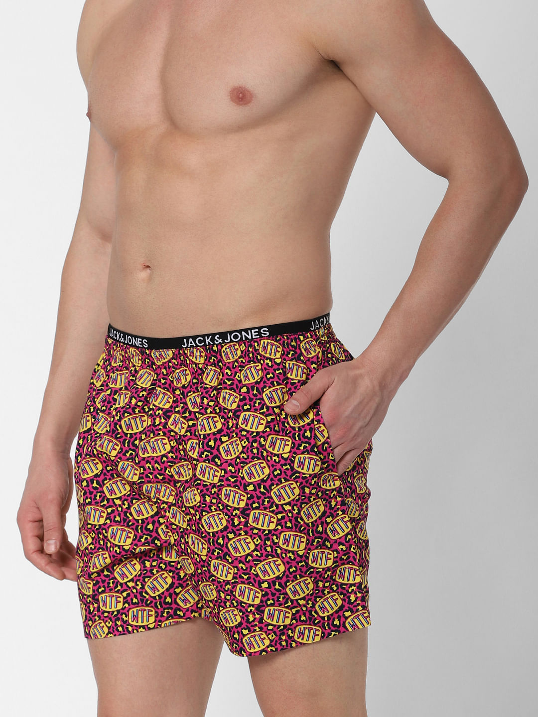 Pink Wtf Print Boxers
