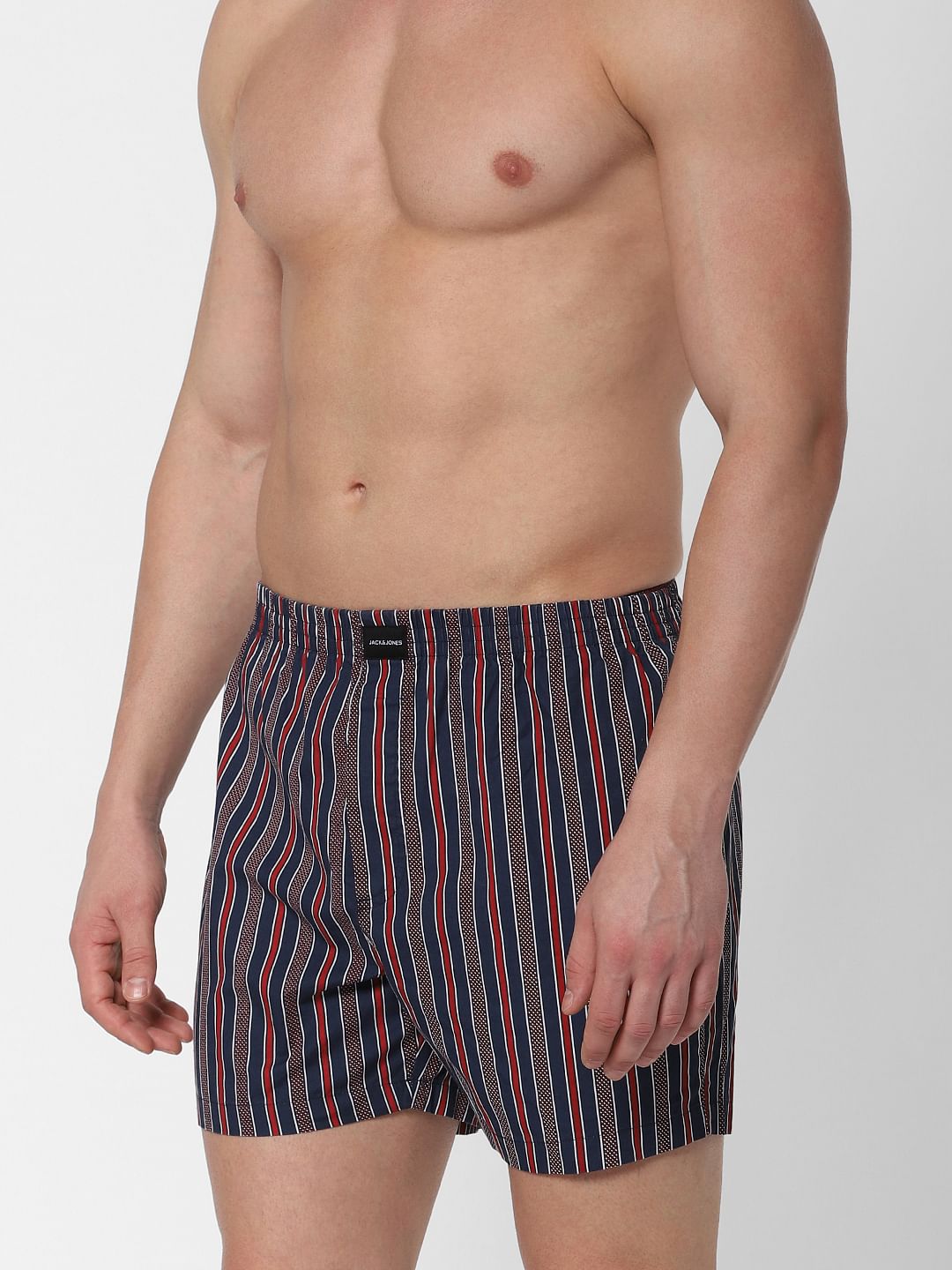 Navy Blue Striped Boxers