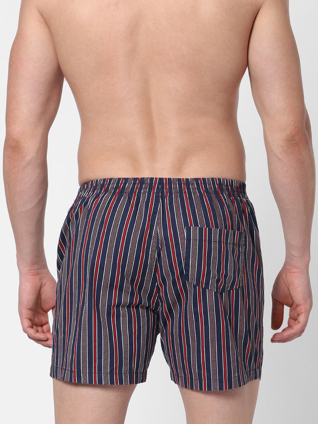 Navy Blue Striped Boxers