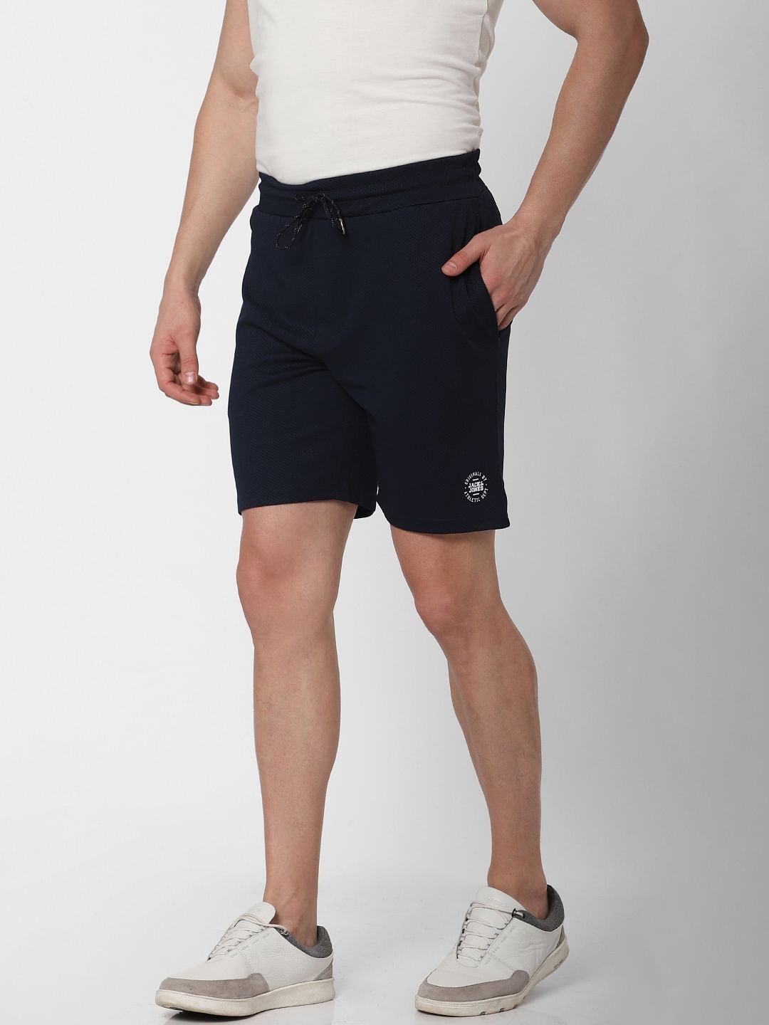 Navy Blue Logo Print Sweatshorts