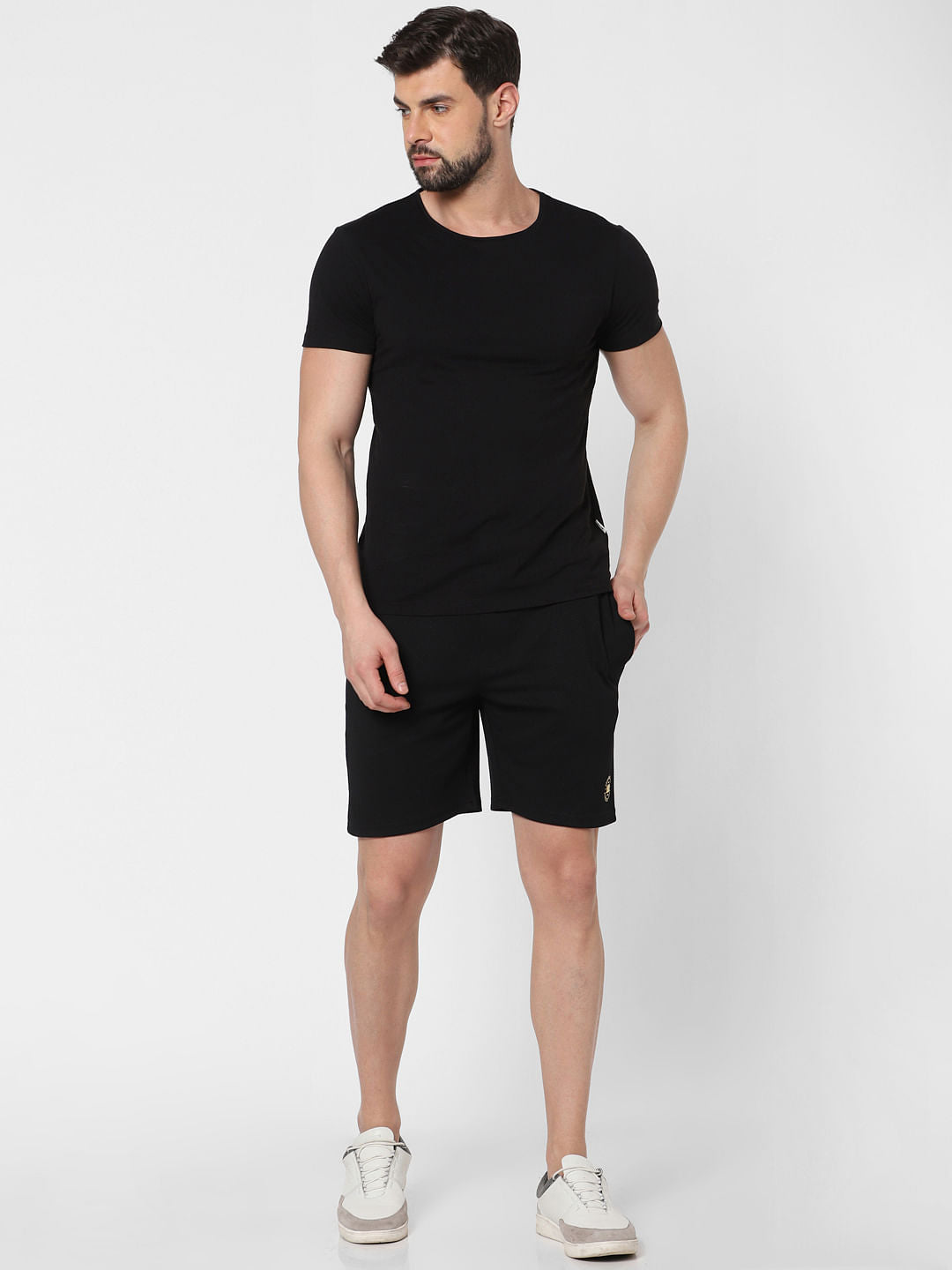 Black Logo Print Sweatshorts