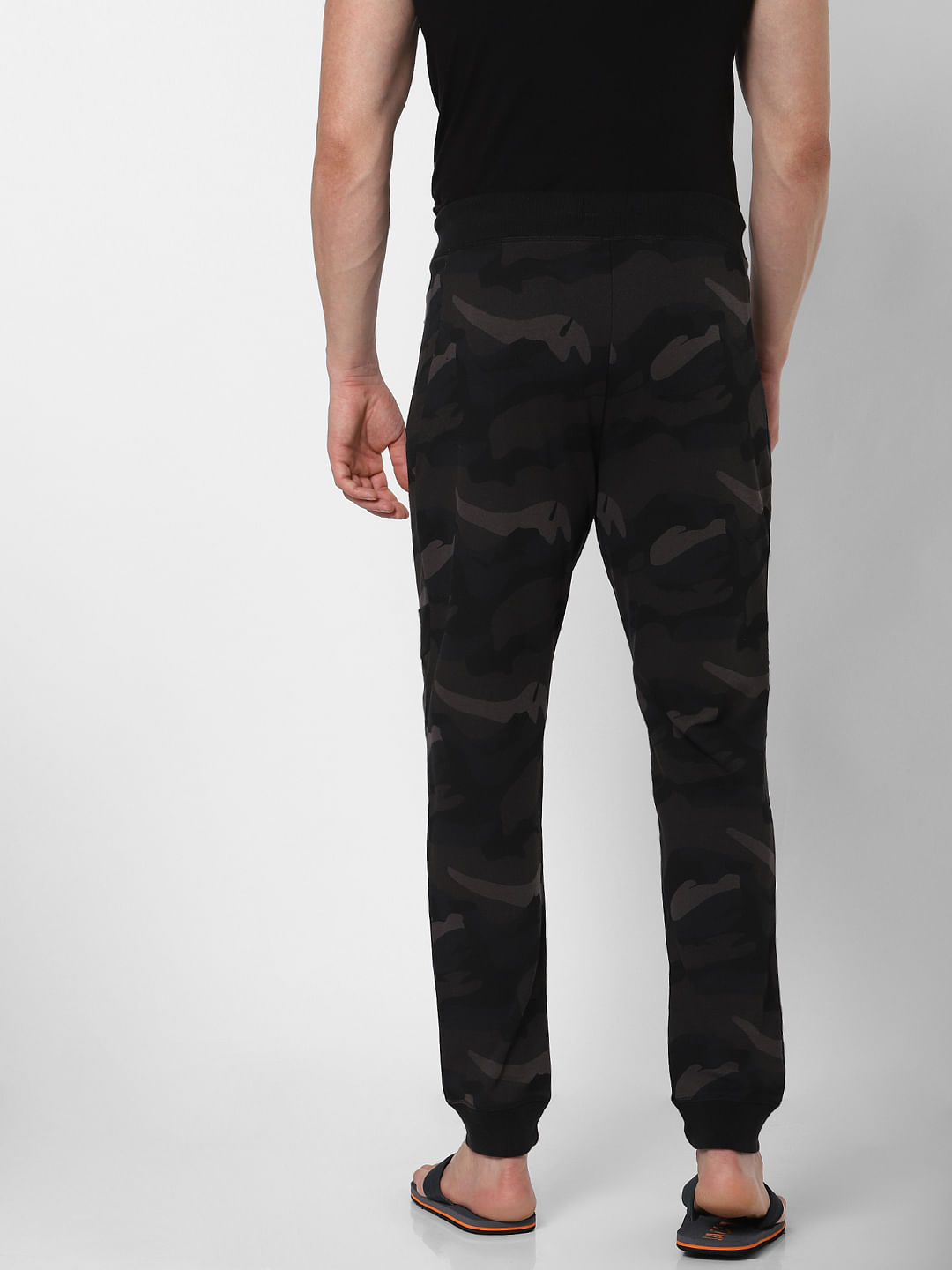 Dark Green Camo Print Trackpants