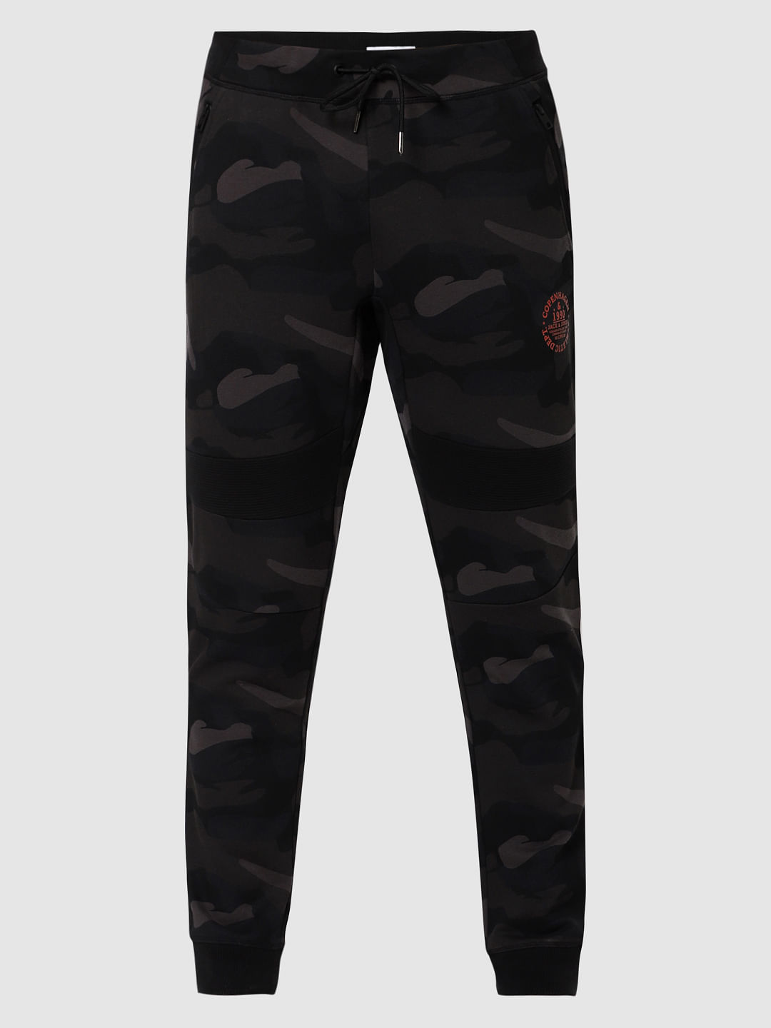 Dark Green Camo Print Trackpants