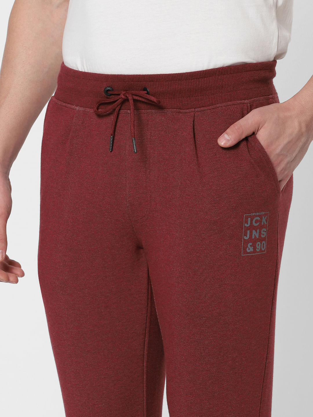 Maroon Logo Print Trackpants