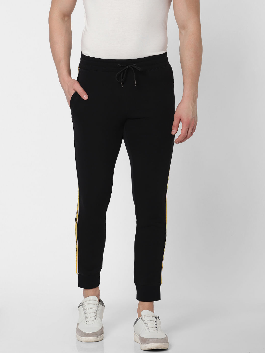 Black Side Tape Detail Trackpants