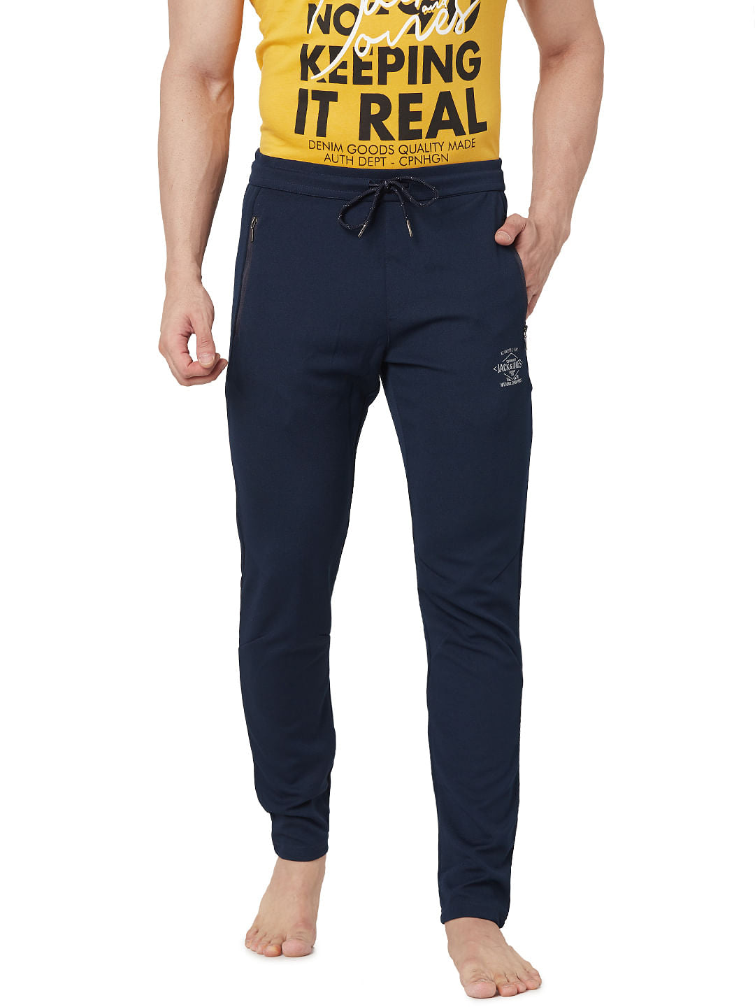 Dark Blue Low Rise Trackpants