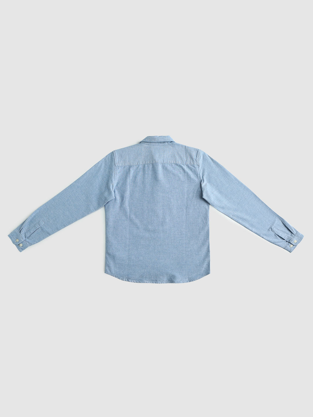 Boys Blue Patch Print Full Sleeves Shirt