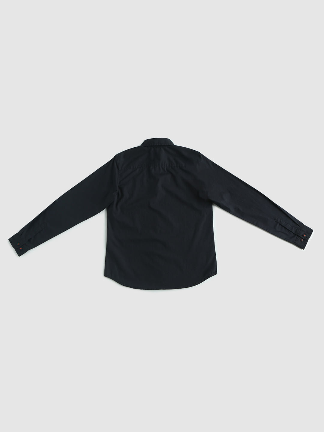 Boys Black Text Print Full Sleeves Shirt
