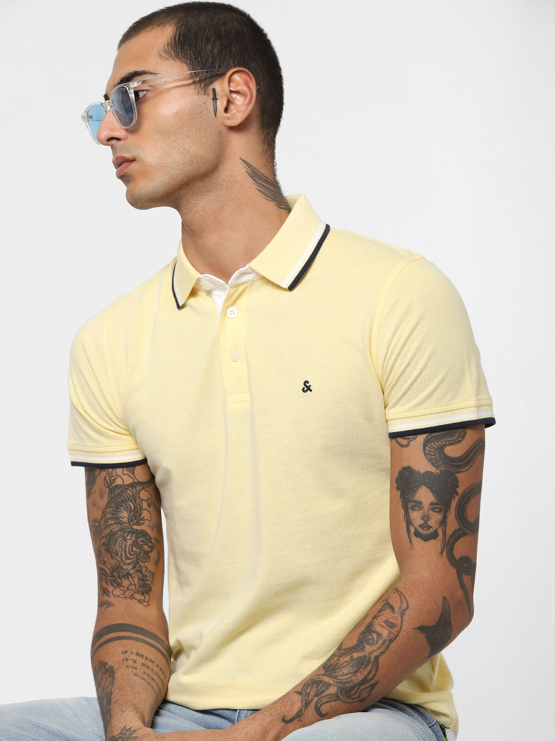 Yellow Contrast Tipping Polo T-shirt