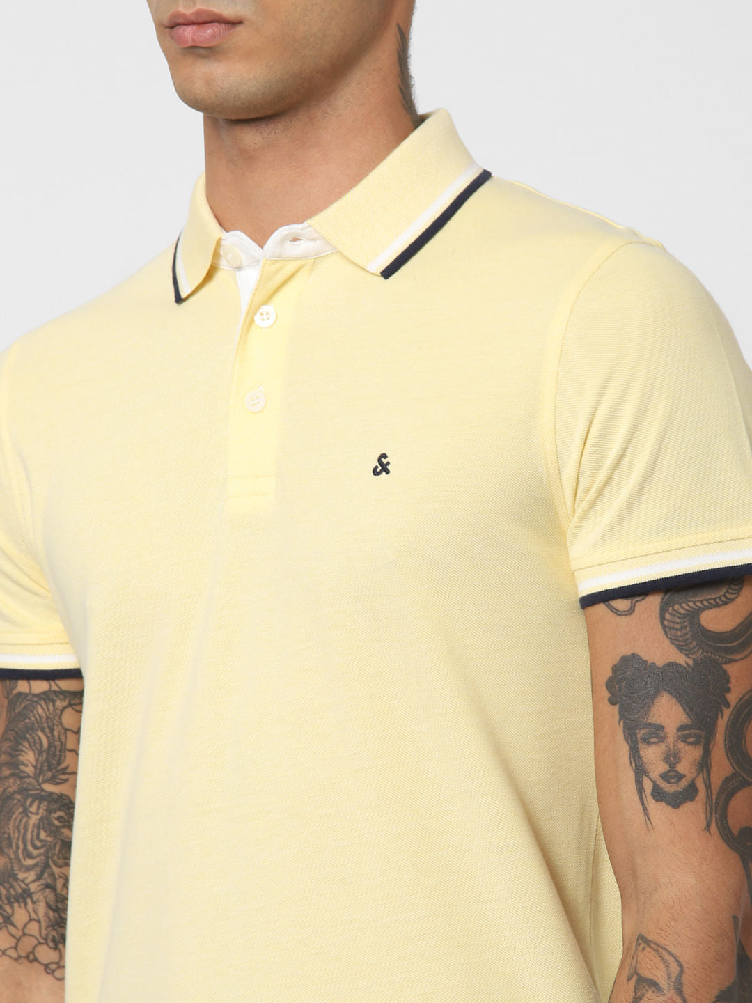 Yellow Contrast Tipping Polo T-shirt