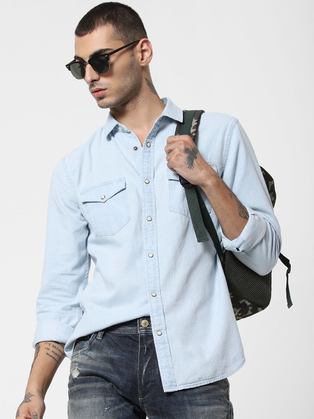Light Blue Denim Full Sleeves Shirt