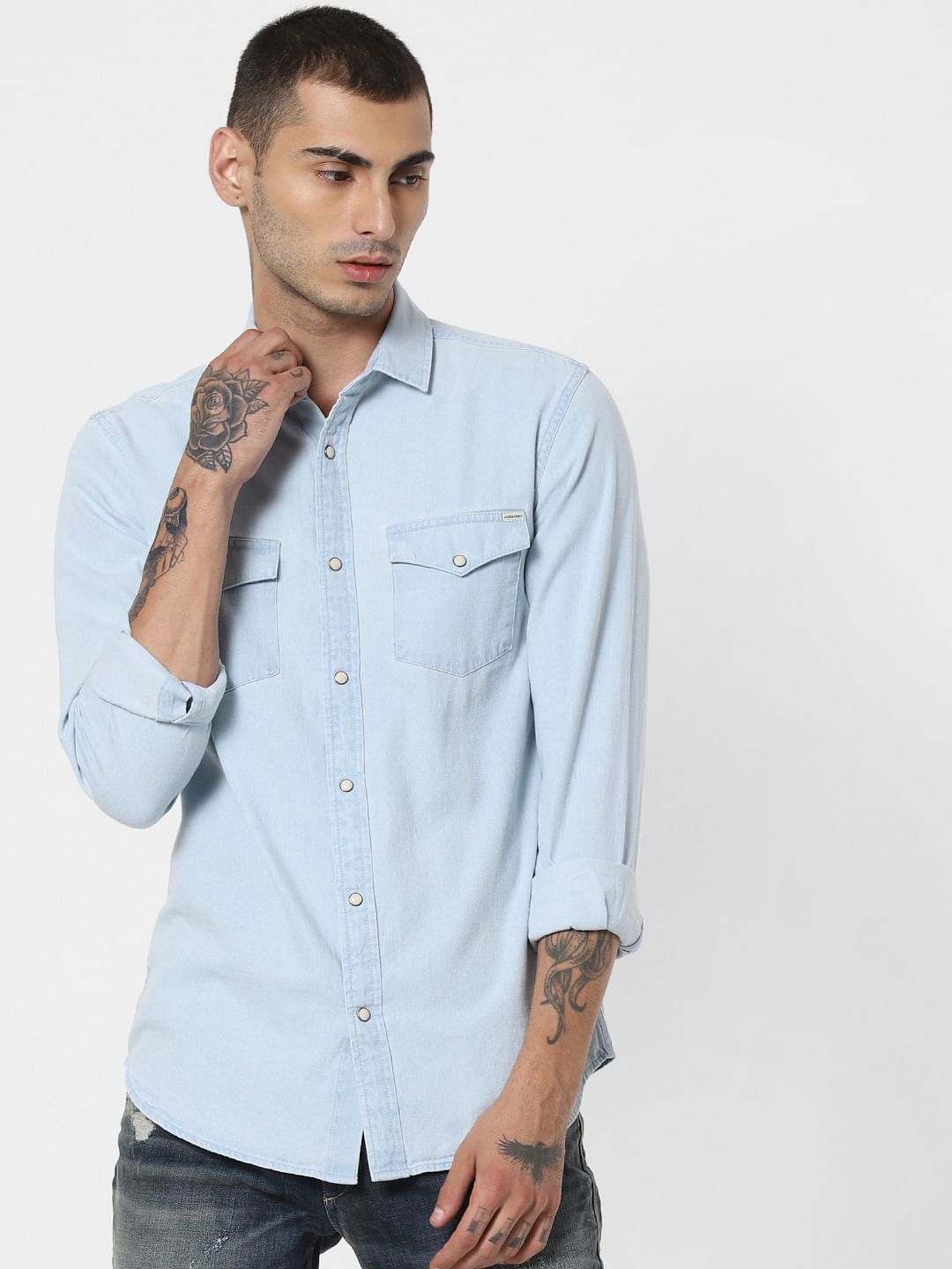 Light Blue Denim Full Sleeves Shirt
