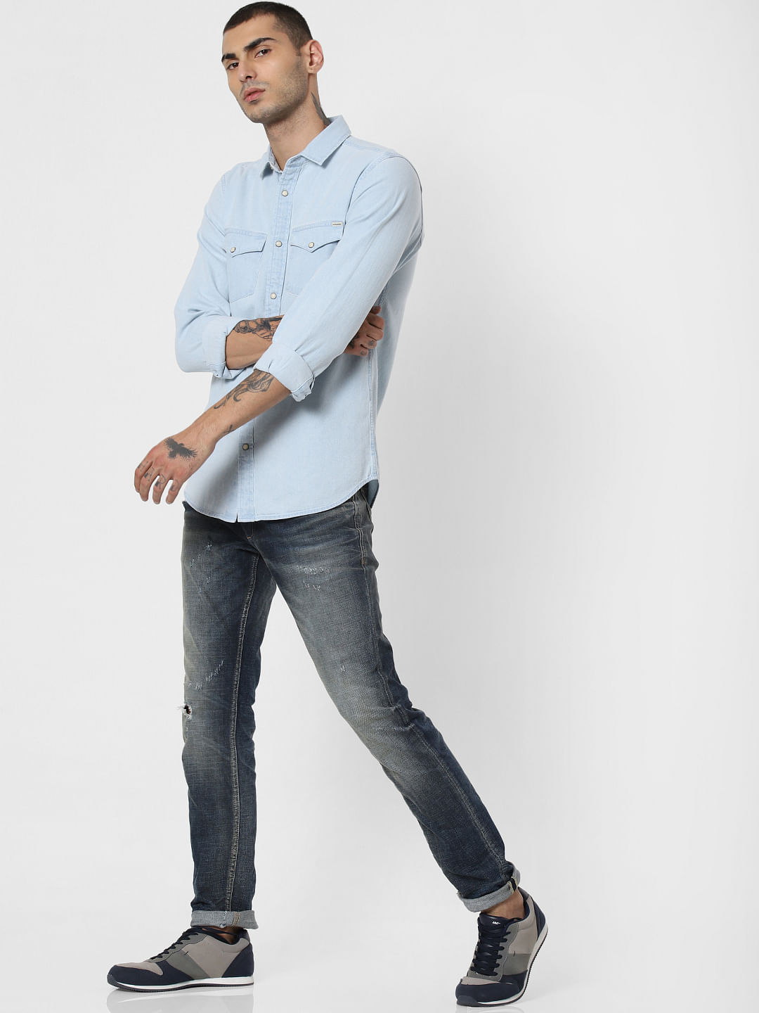 Light Blue Denim Full Sleeves Shirt