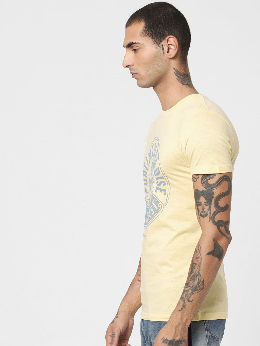 Yellow Typographic Print T-shirt