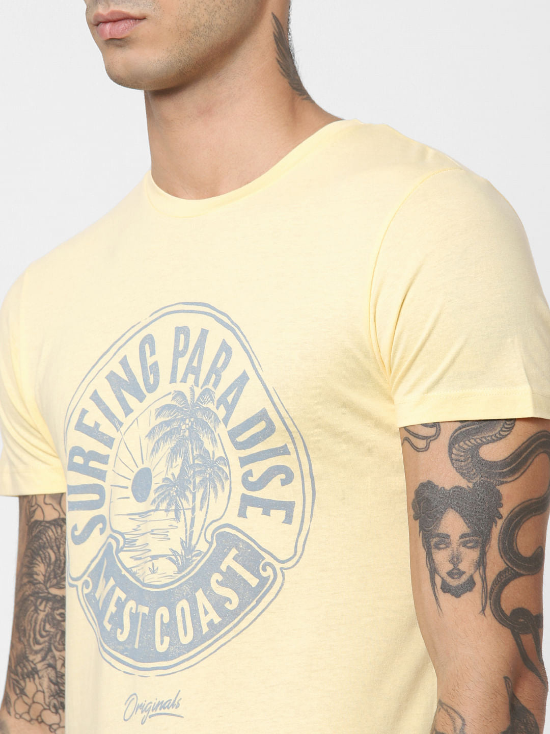 Yellow Typographic Print T-shirt