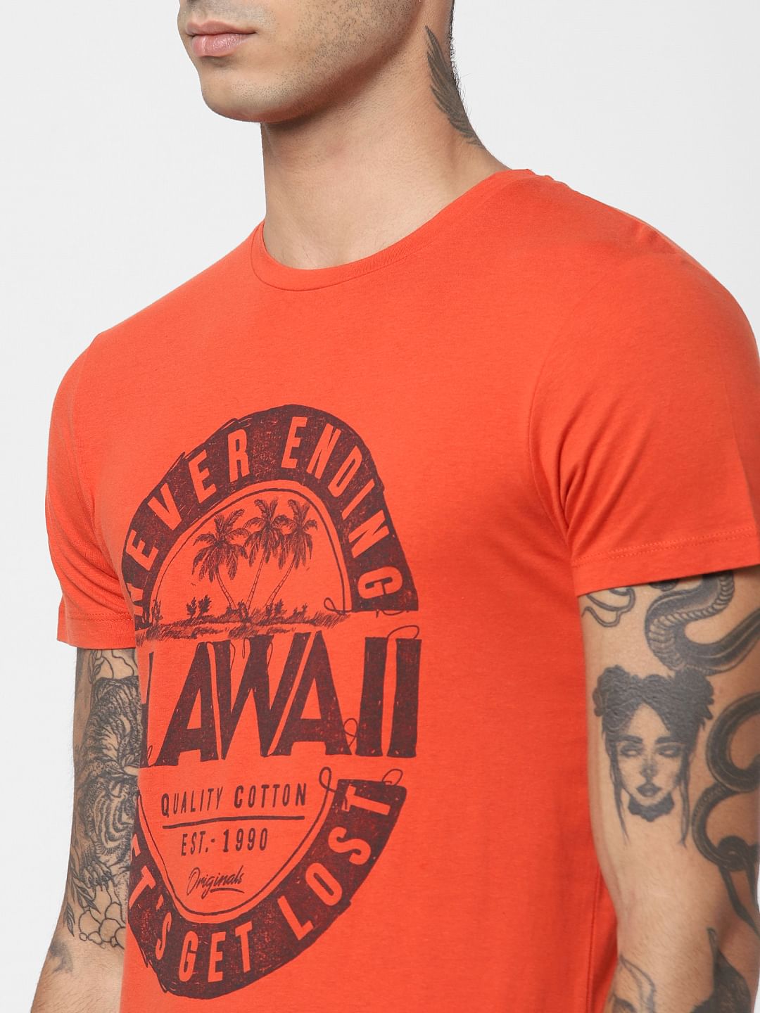 Red Typographic Print T-shirt