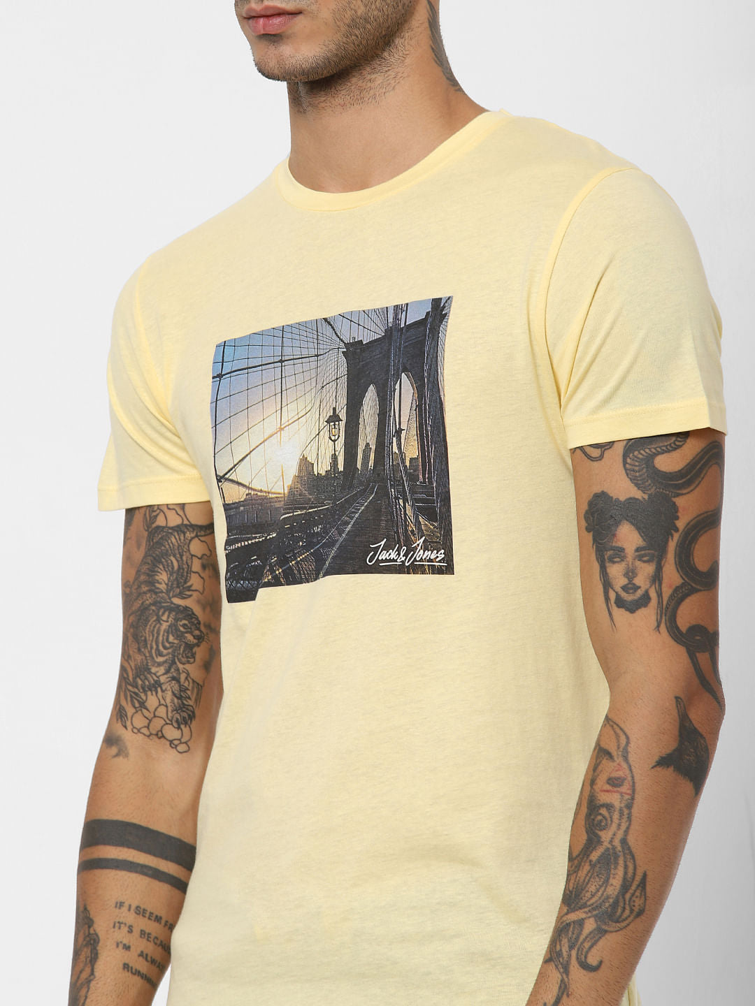 Yellow Graphic Print Crew Neck T-shirt