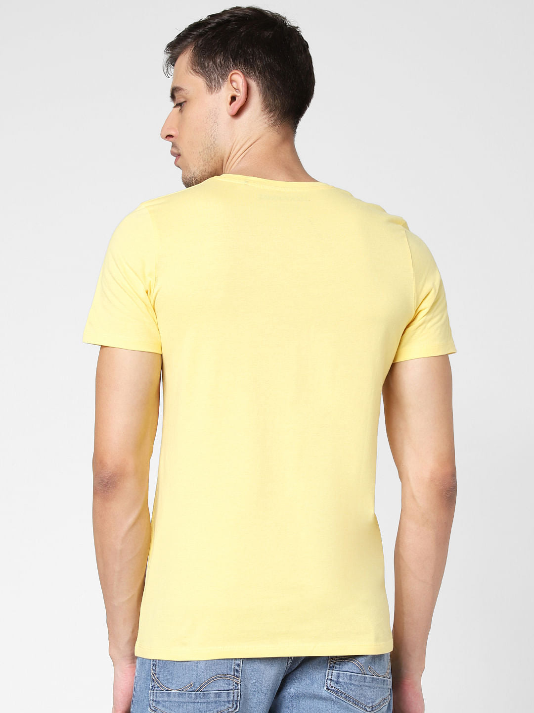 Yellow Logo Print Crew Neck T-shirt