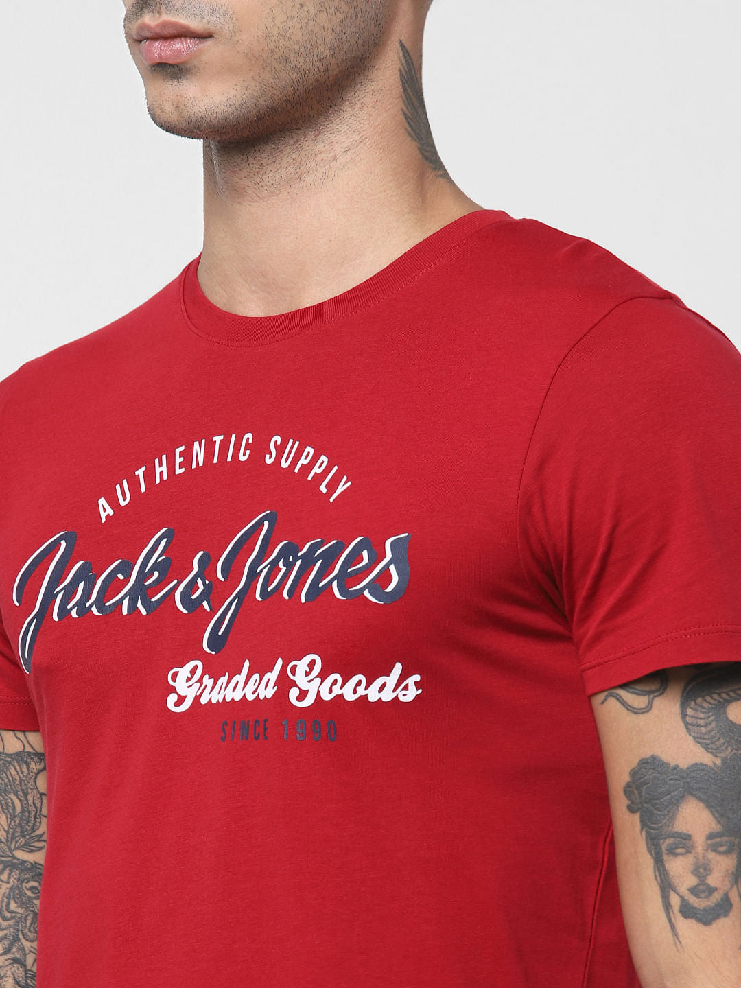 Red Logo Print Crew Neck T-shirt