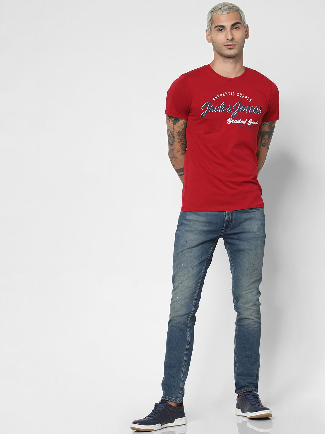 Red Logo Print Crew Neck T-shirt