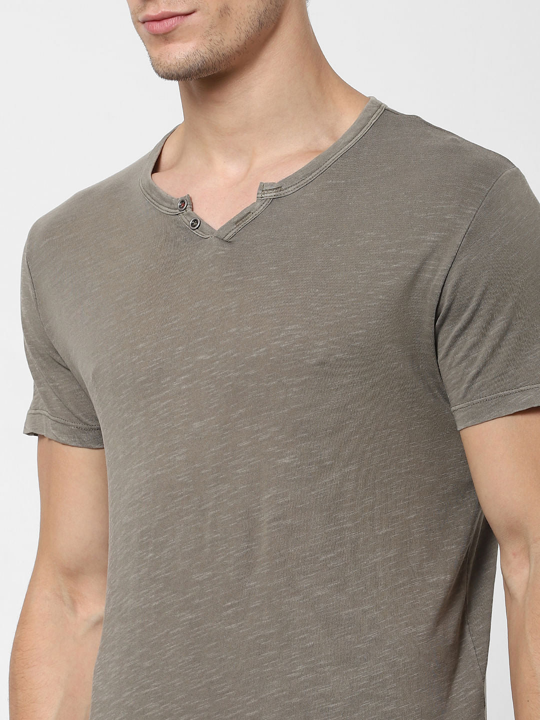 Light Brown V Neck T-shirt