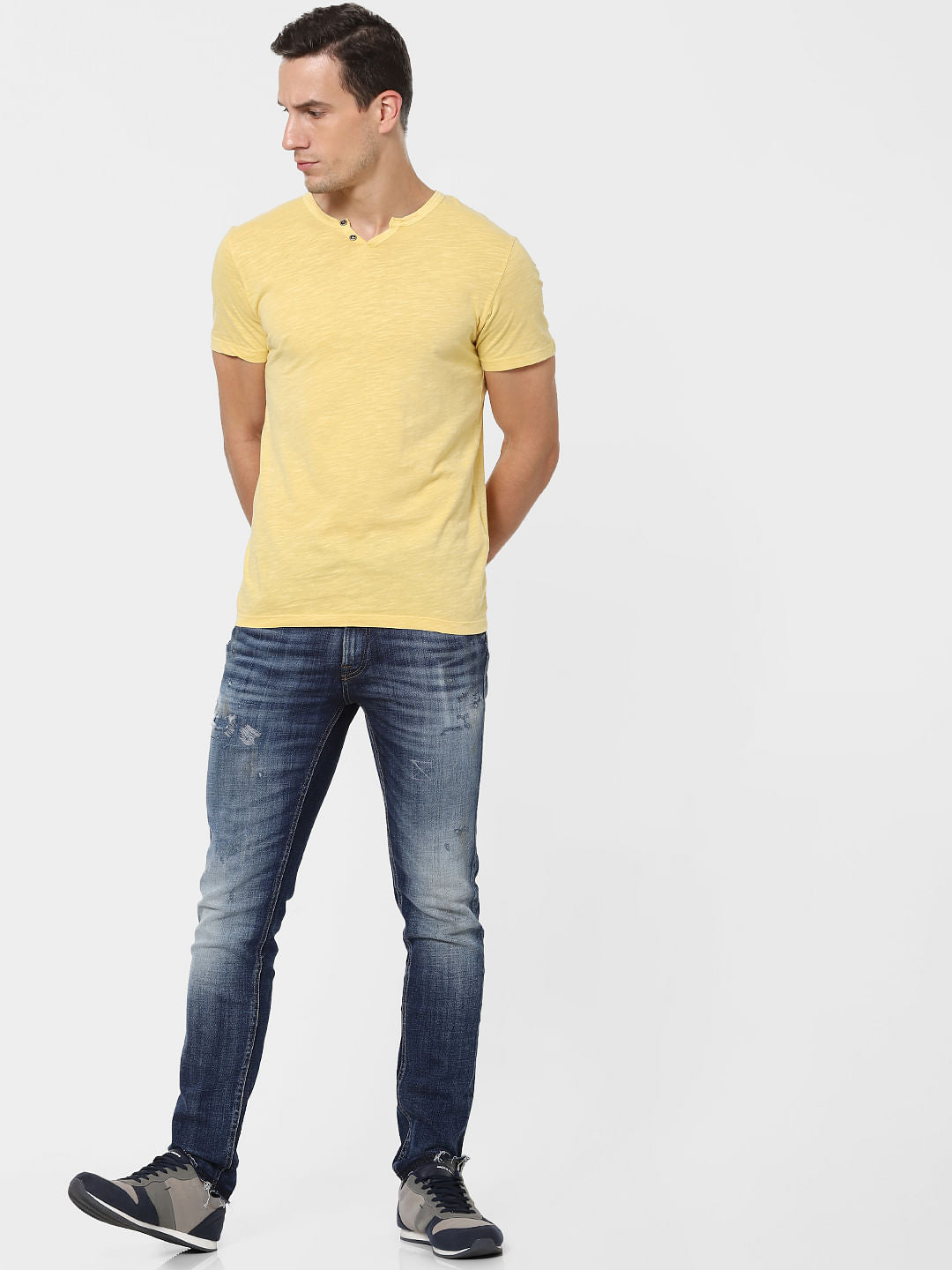 Yellow V Neck T-shirt