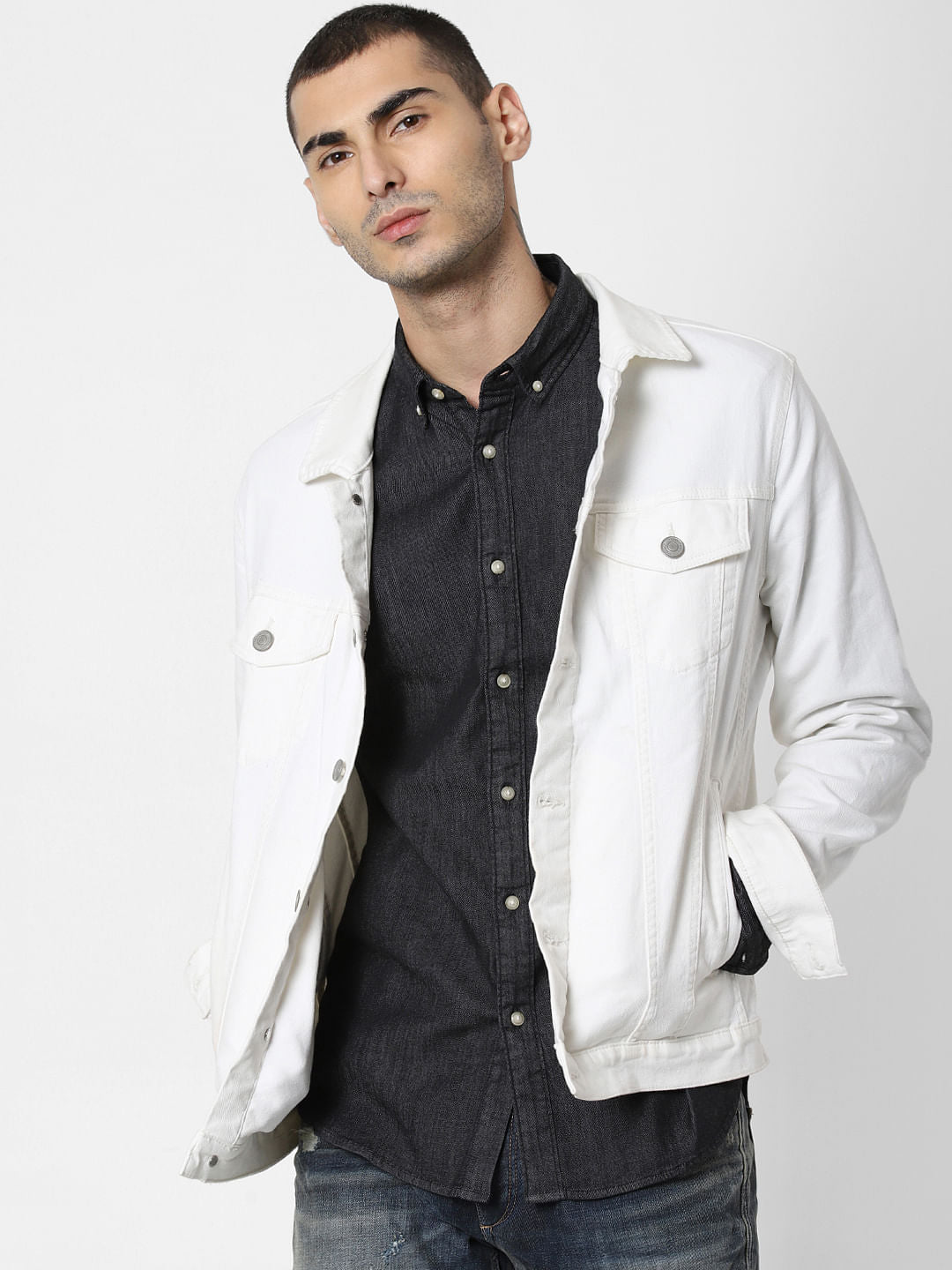 Black Denim Full Sleeves Shirt