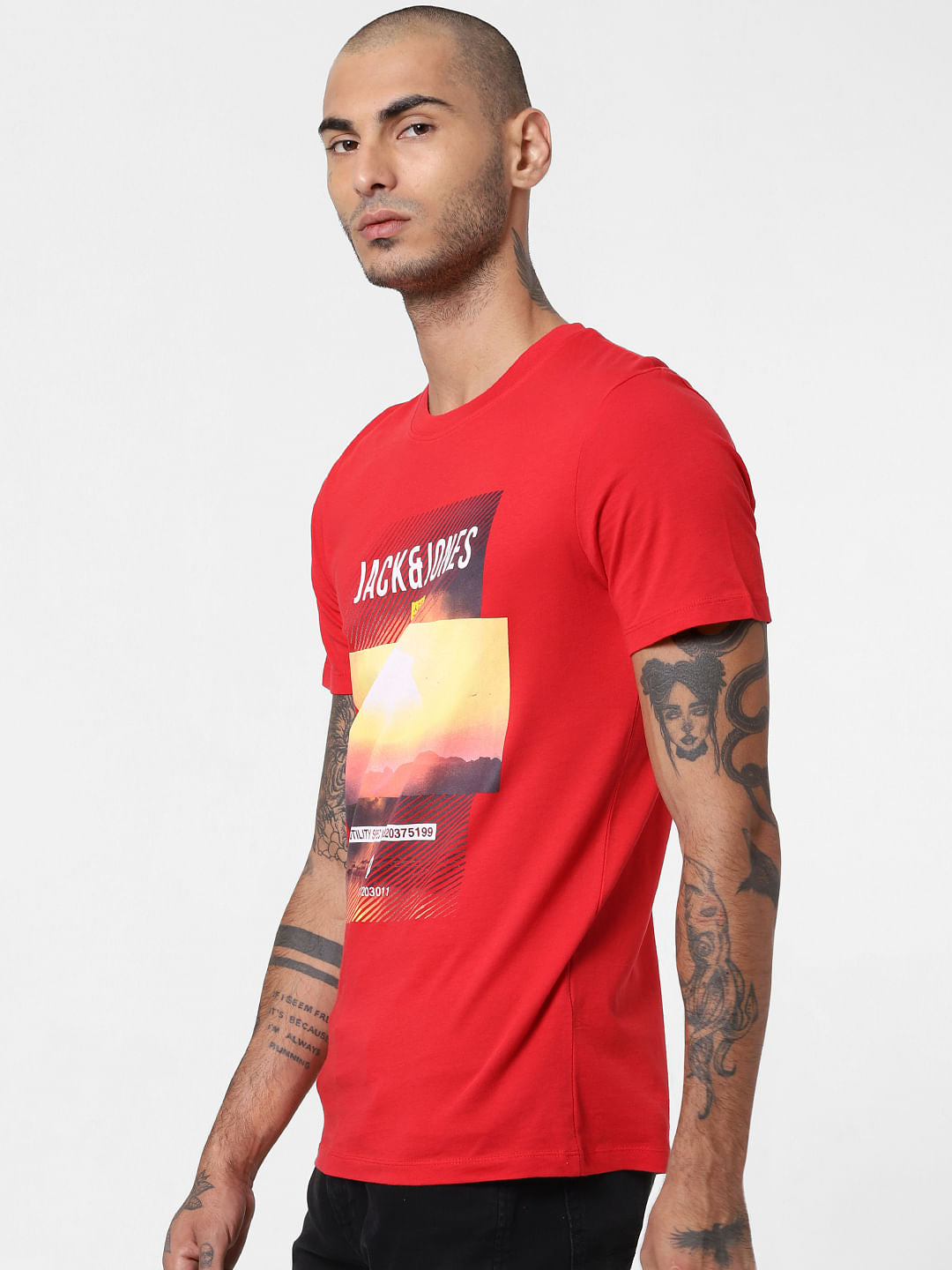 Red Logo Print Crew Neck T-shirt
