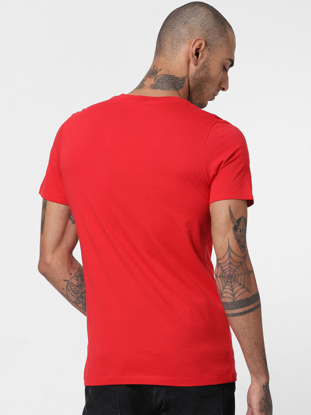 Red Logo Print Crew Neck T-shirt