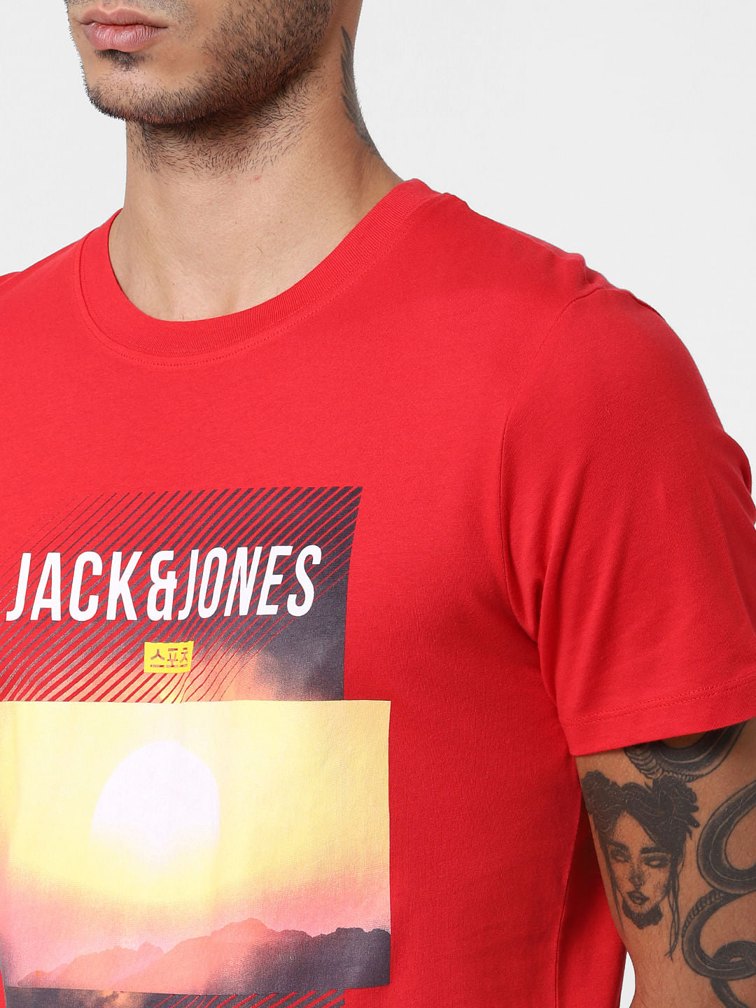 Red Logo Print Crew Neck T-shirt