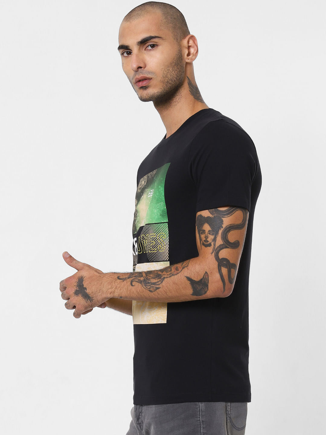 Black Logo Print Crew Neck T-shirt
