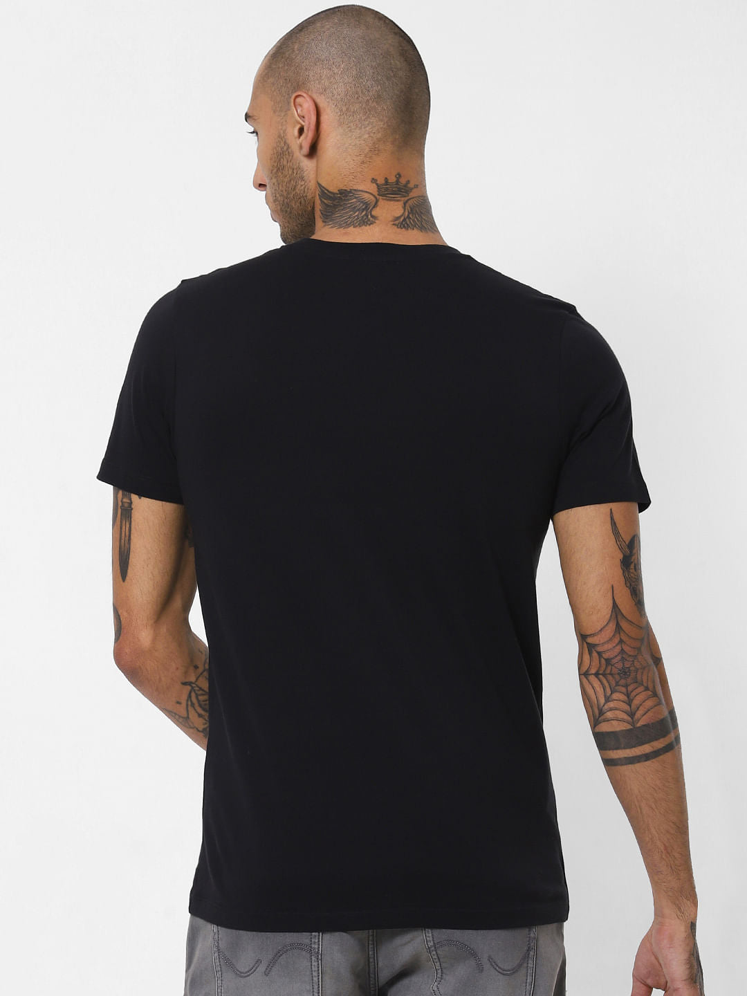 Black Logo Print Crew Neck T-shirt