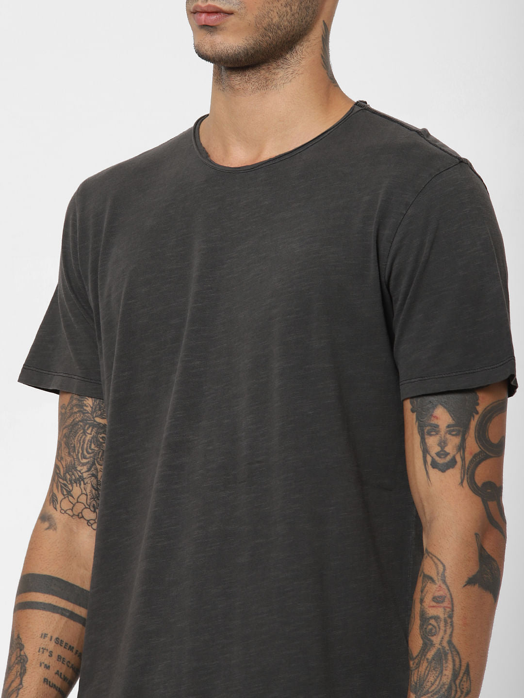 Black Washed Crew Neck T-shirt