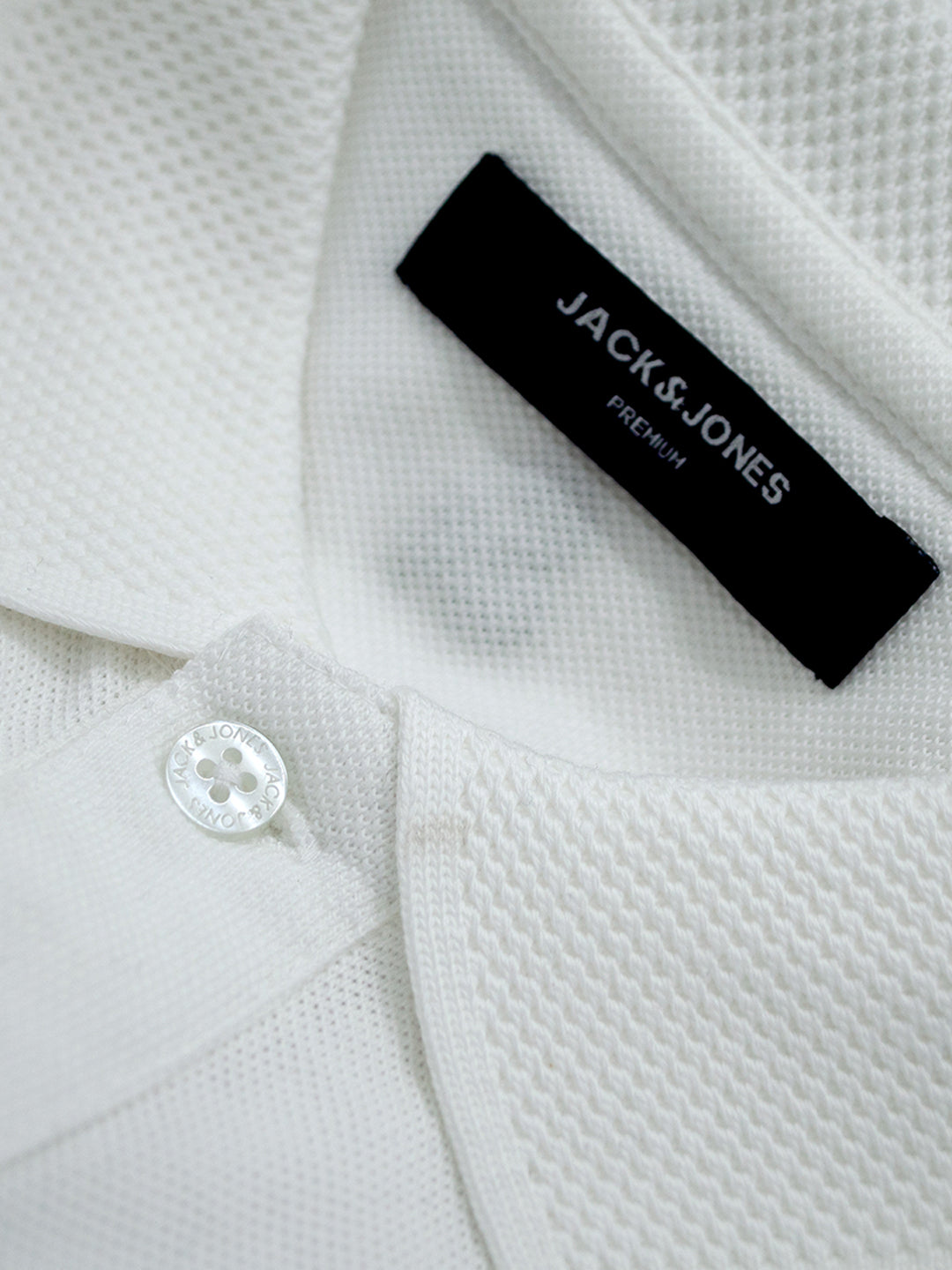 White Jacquard Cotton Polo