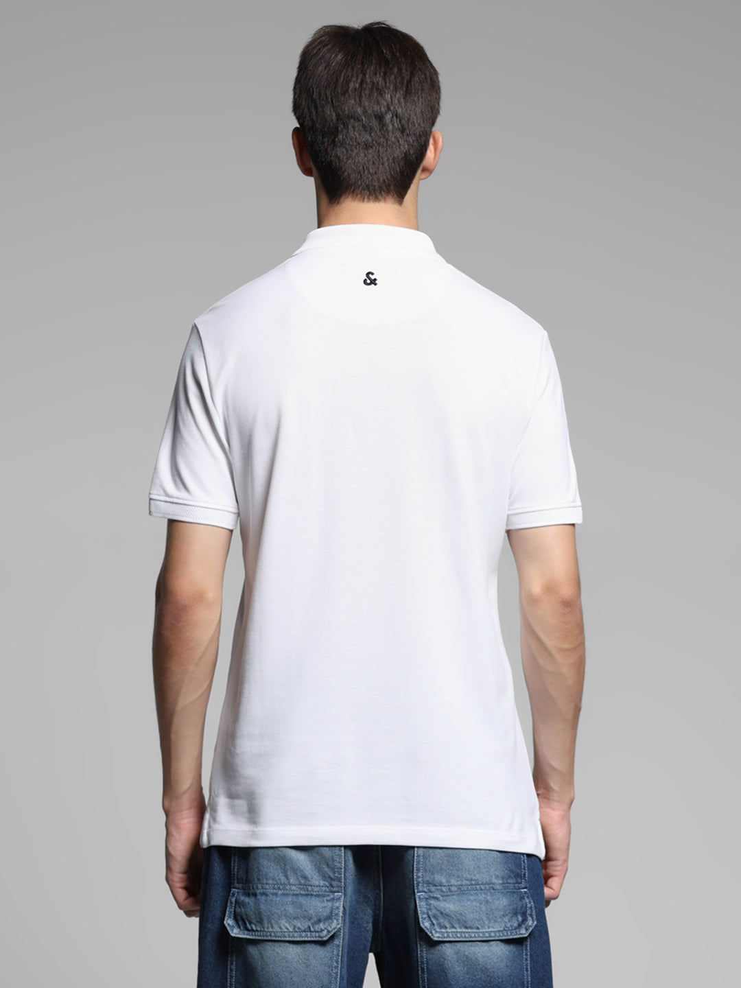 White Jacquard Cotton Polo