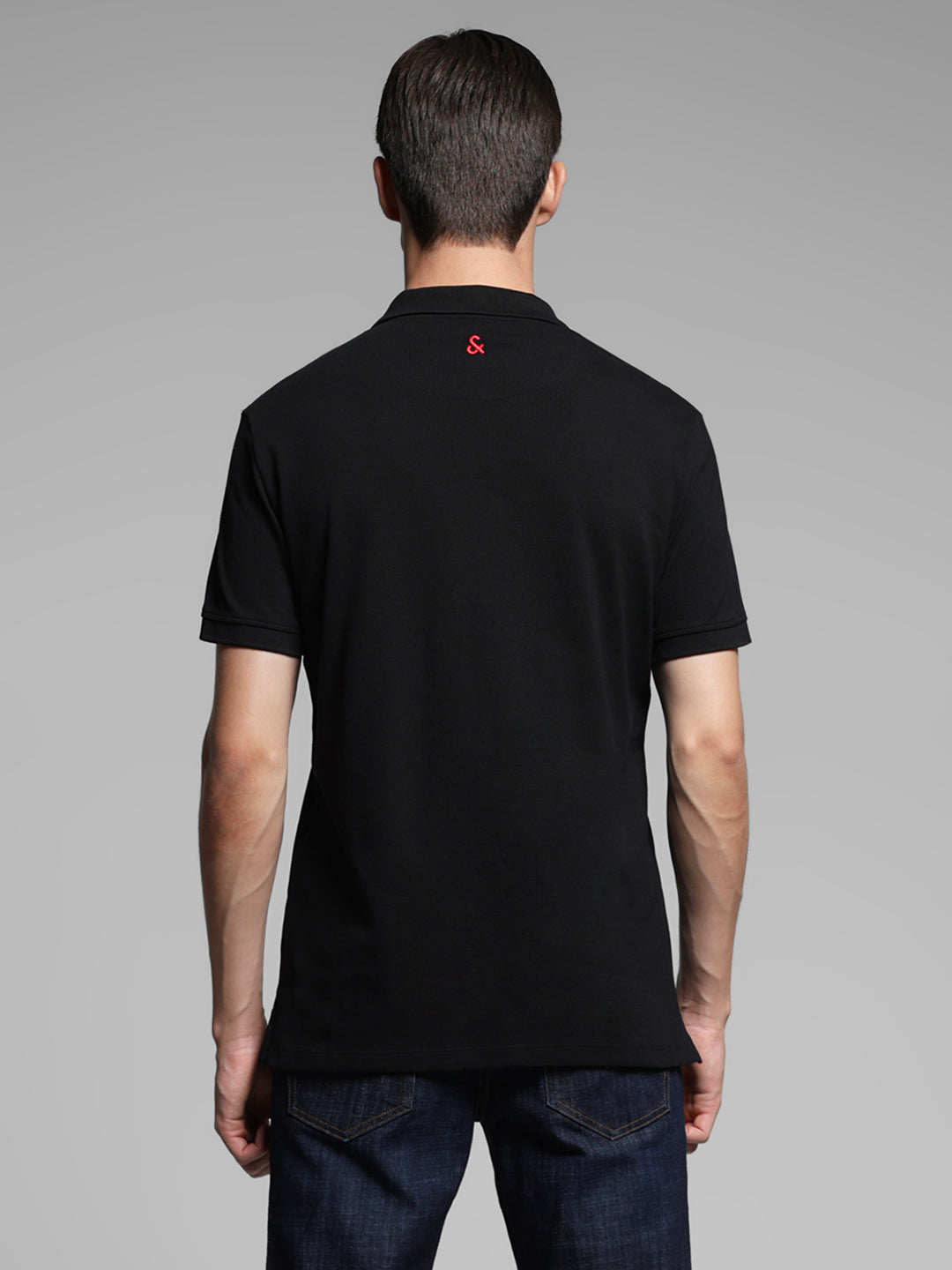Black Cotton Slim Fit Polo