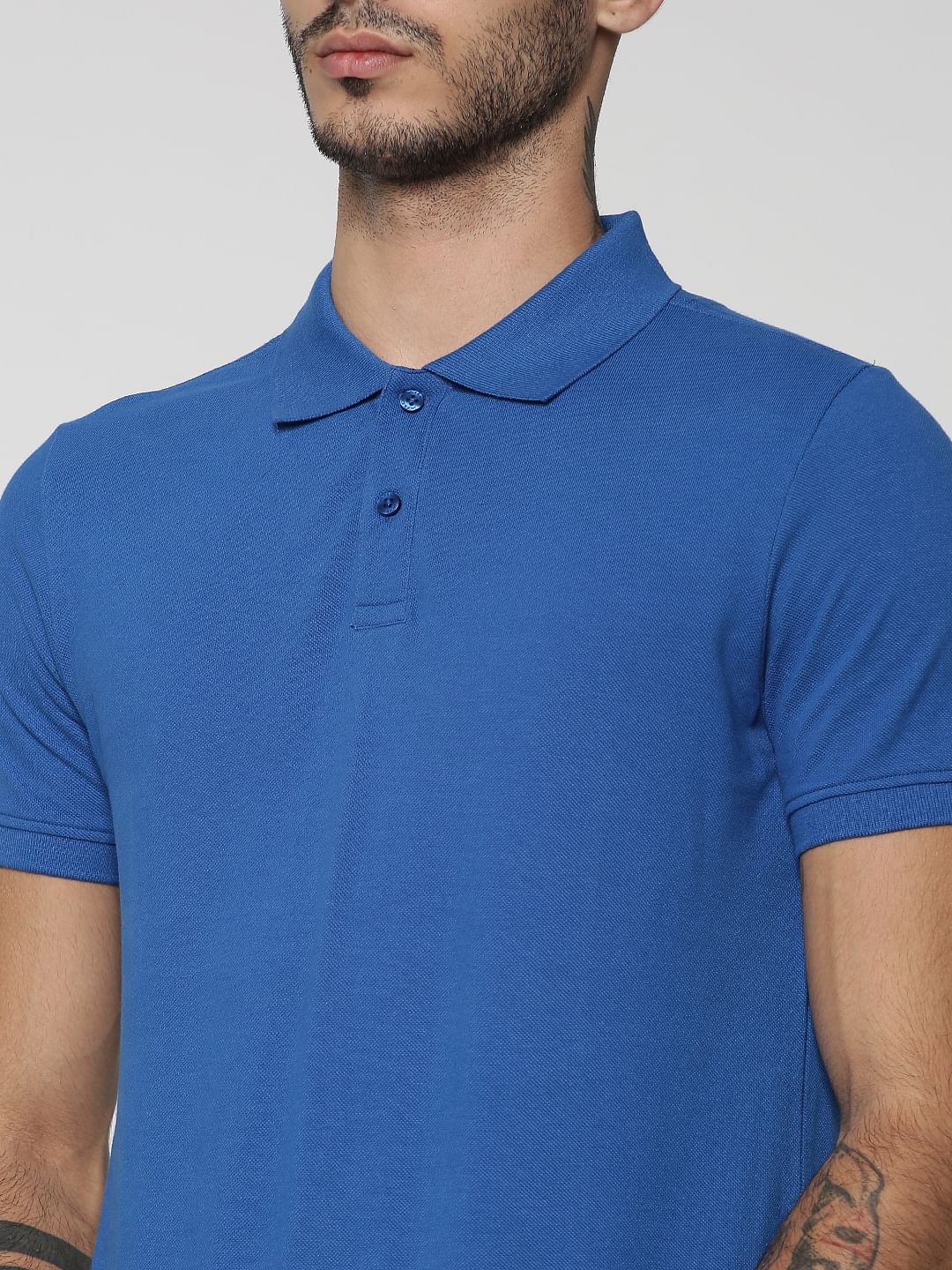 Electric Blue Cotton Polo