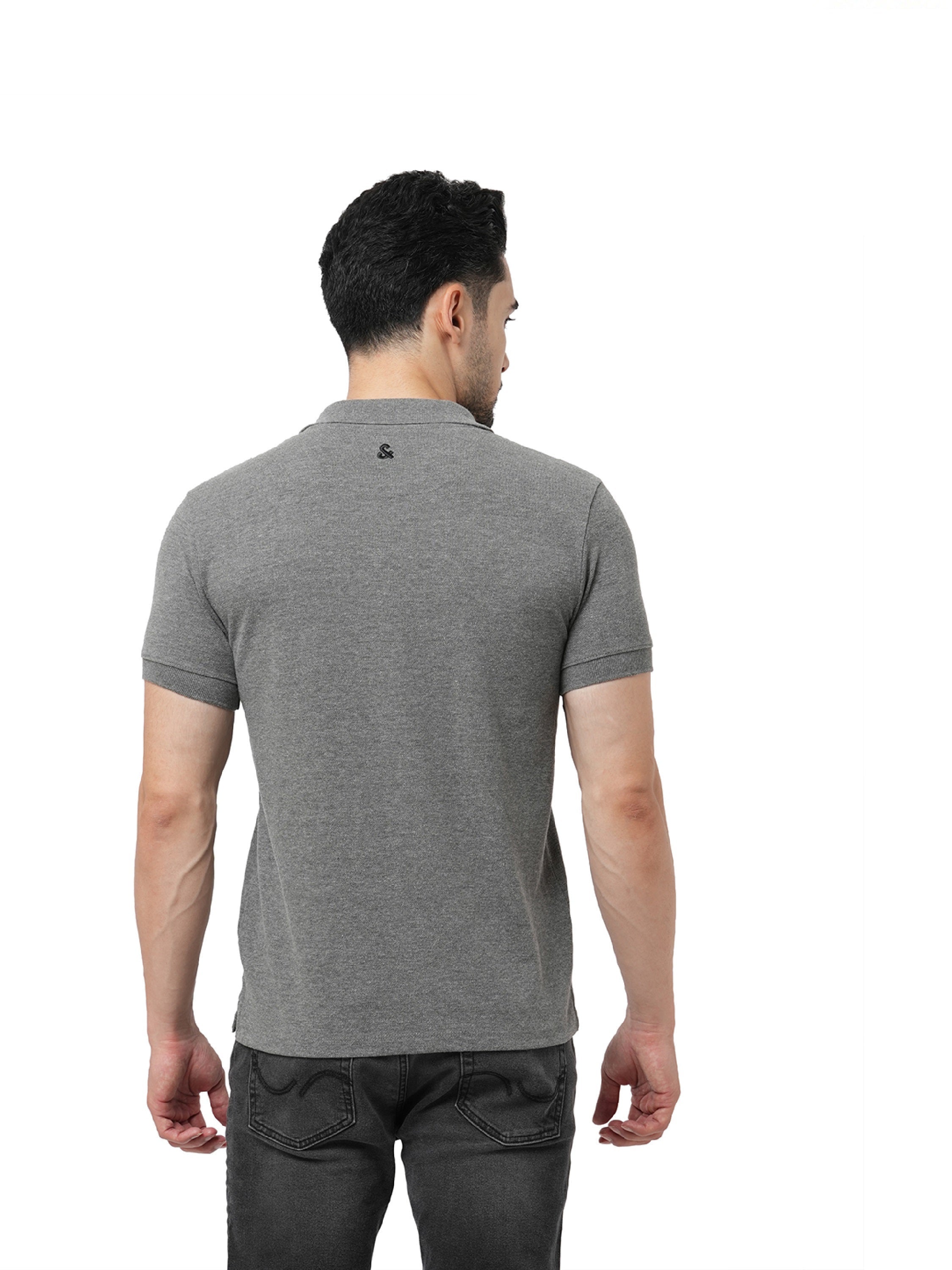 Charcoal Grey Cotton Polo
