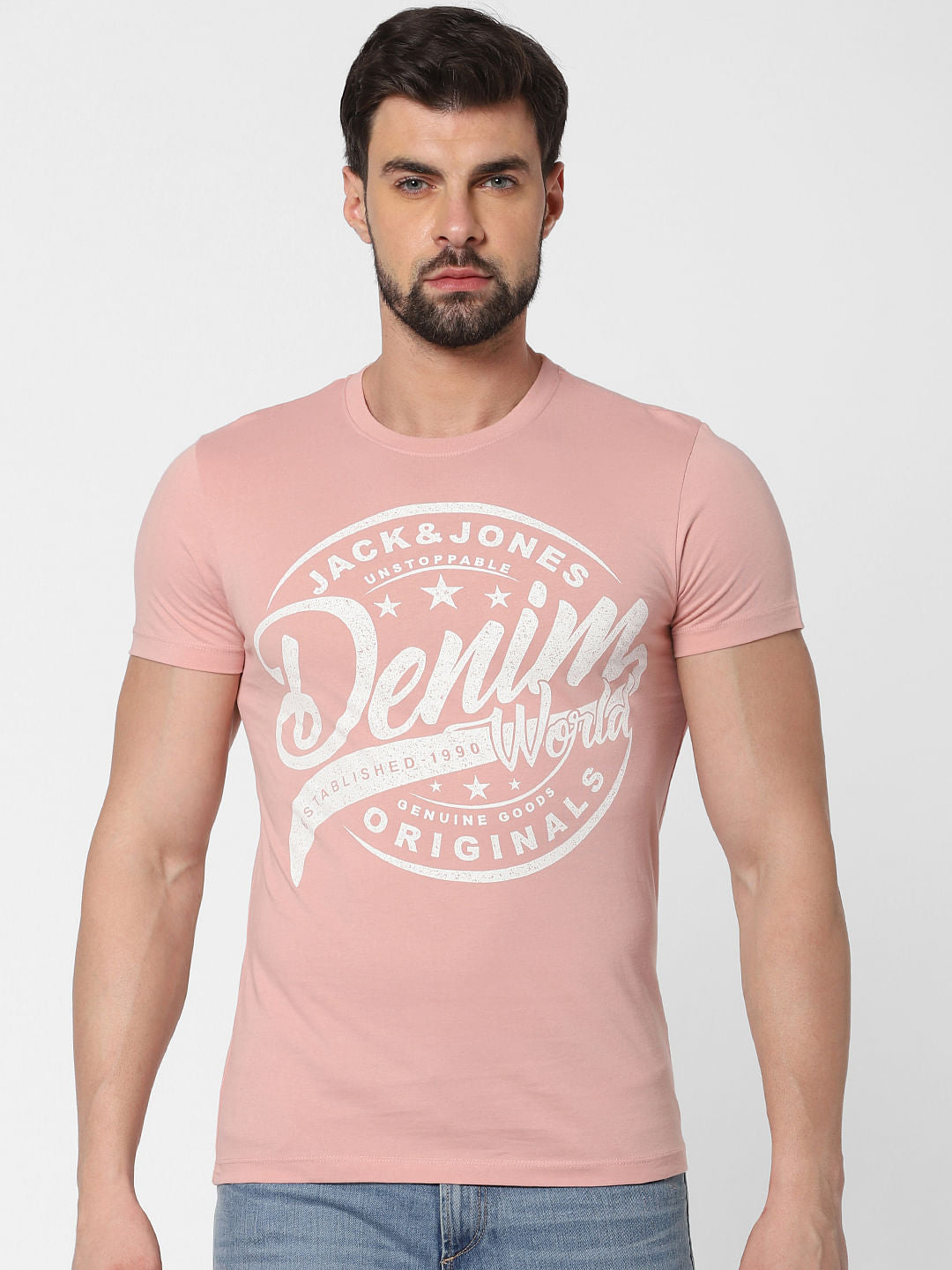 Pink Logo Print Crew Neck T-Shirt