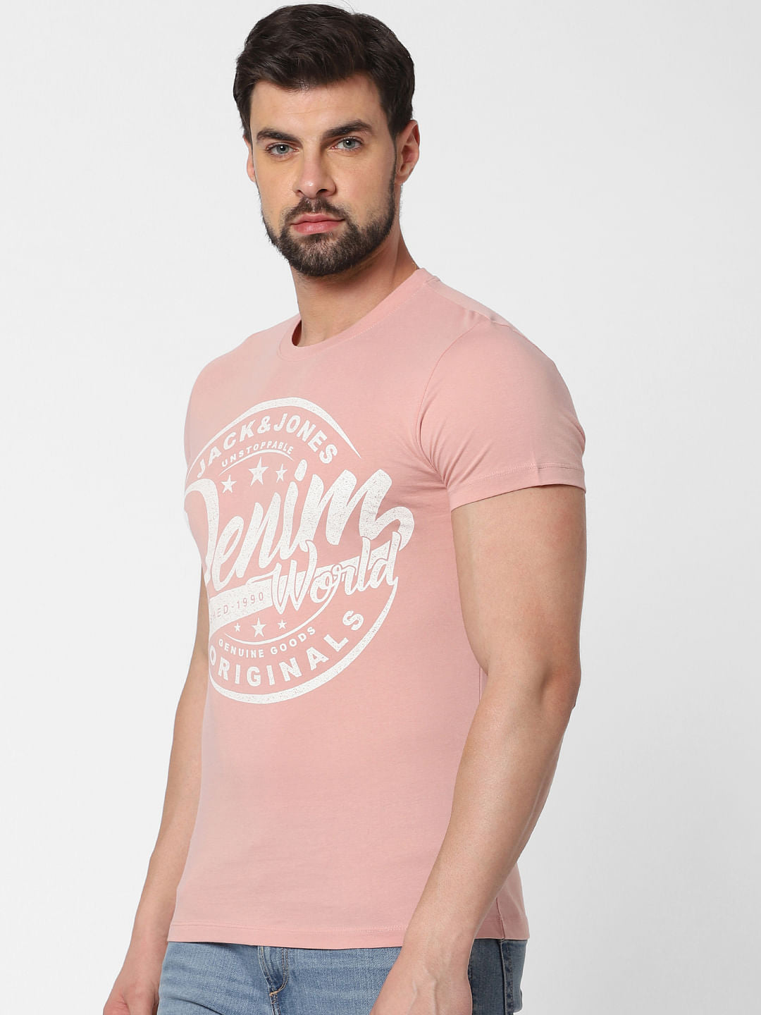 Pink Logo Print Crew Neck T-Shirt