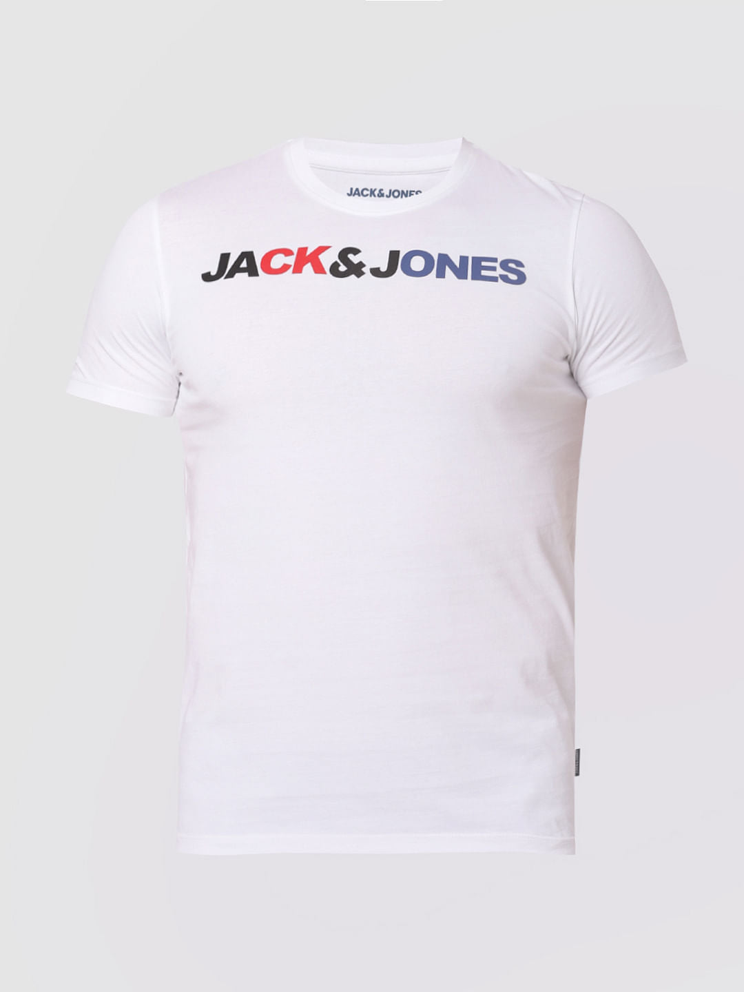 White Logo Print Crew Neck T-Shirt