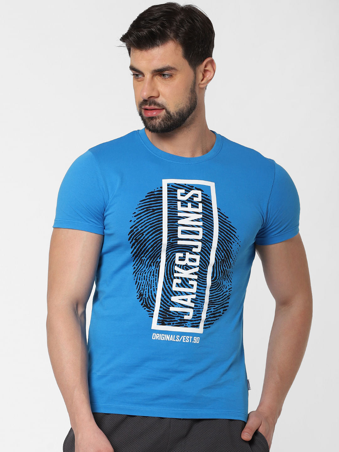 Blue Graphic Print Crew Neck T-Shirt Online in India - Flat 20% Off